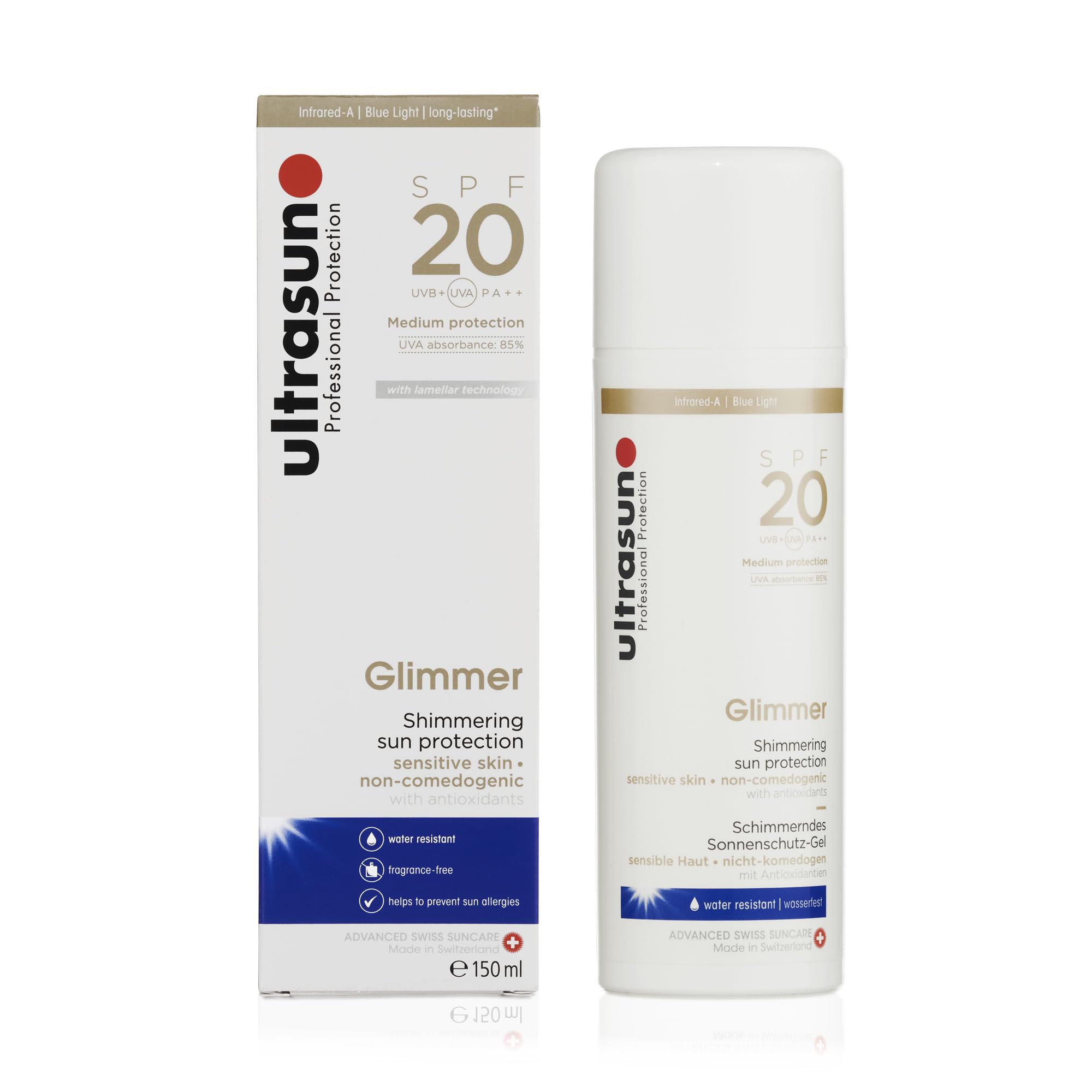 ultrasun-glimmer-sonnenschutz-bodygel-mit-schimmer-lsf-20-150-ml image 1