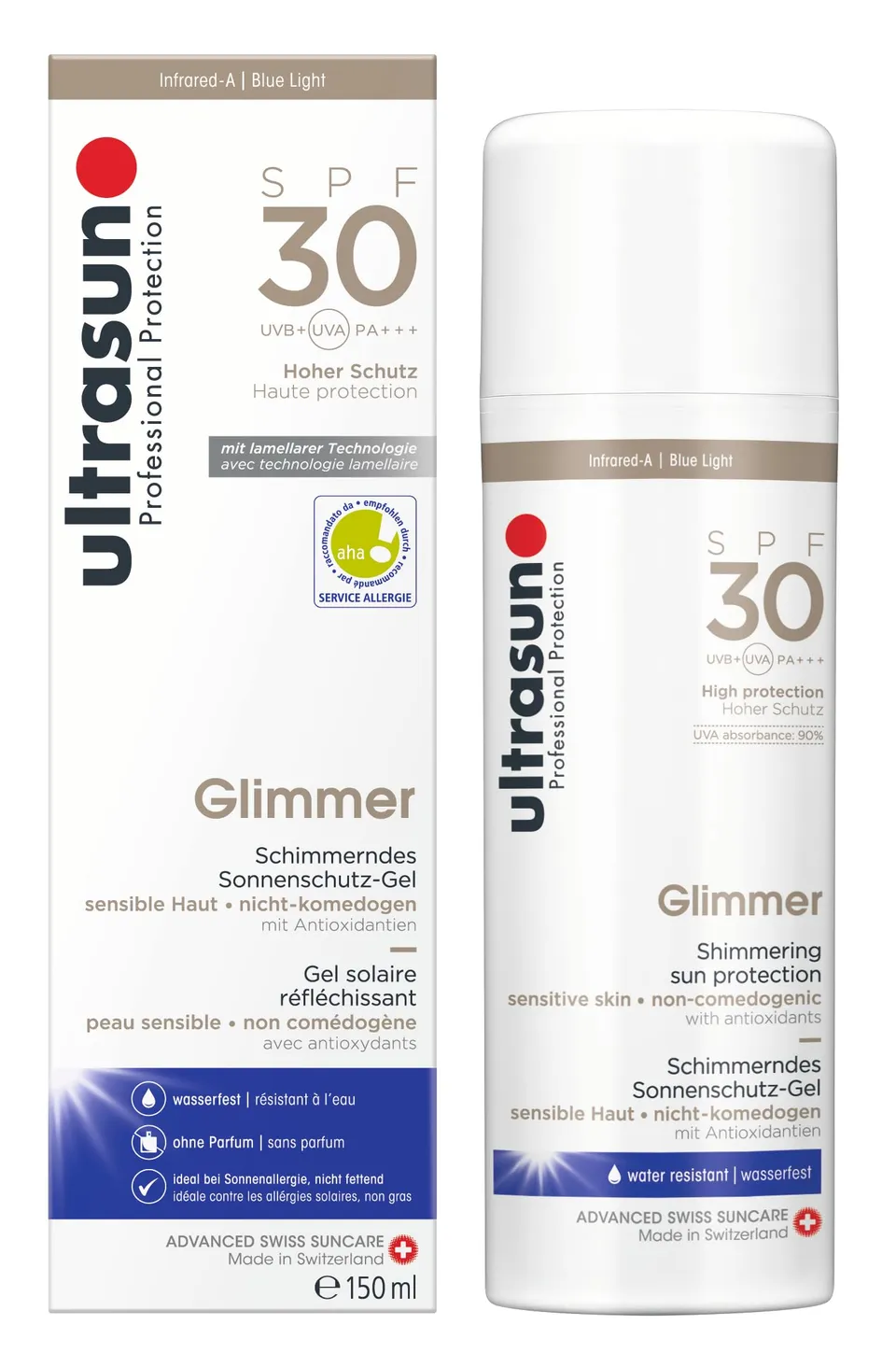 ultrasun-glimmer-spf-30-sonnenschutz-gel-150-ml-schimmer-f-r-empfindliche-haut image 1